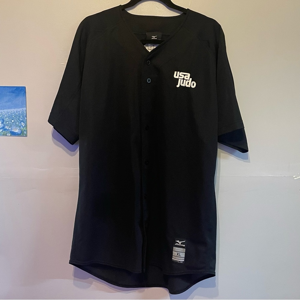 Mizuno USA Judo Short Sleeve Jersey - Black/White - Men’s Sz XL